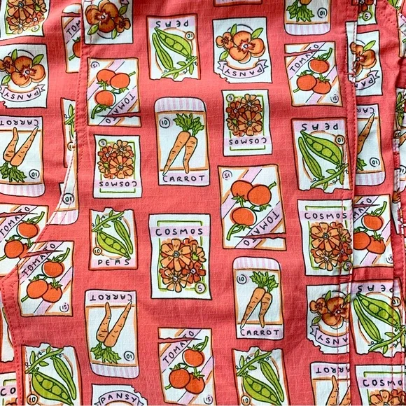 NWT Duluth 2X x31L Heirloom Gardening Bib Overalls Coral Seed Packets Farm Bibs - Picture 5 of 9